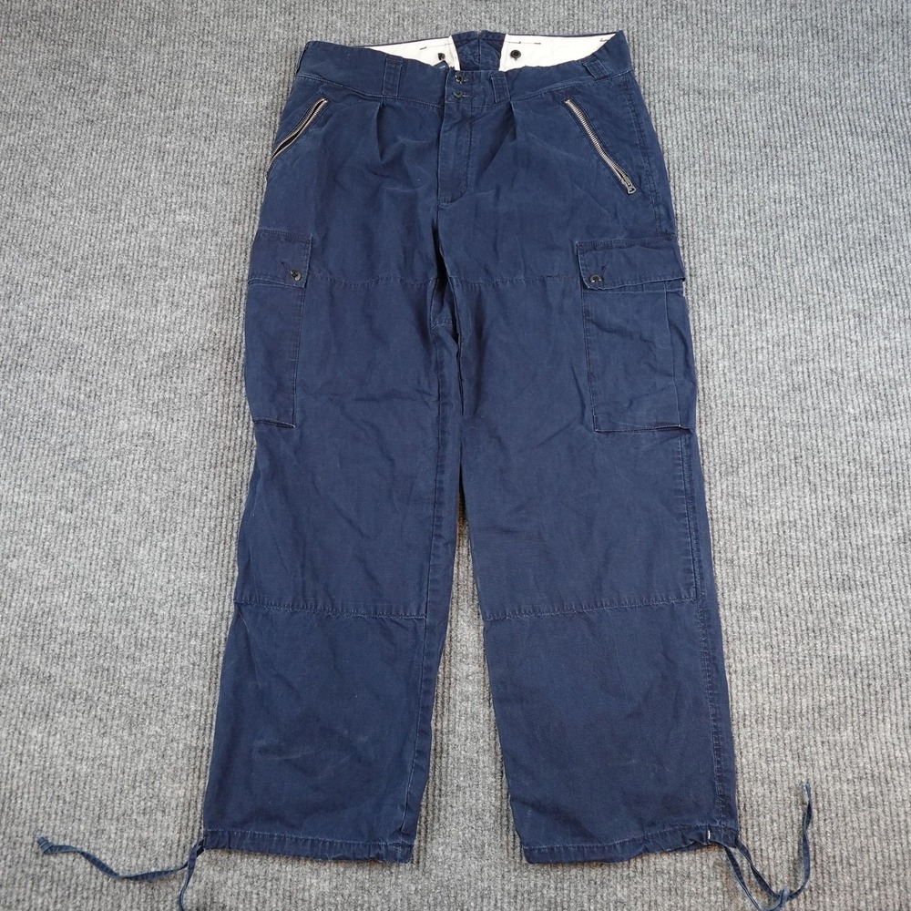 Vintage Polo Ralph Lauren Military Pants Mens 35x30 Blue Cargo Heavyweight